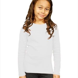 MONAG Youth Interlock Long Sleeve Girls Tee in White Size- YM NWOT